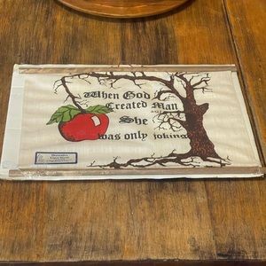 Vintage Linen Mural Wall Decor “When Gid Created  Man, She was Only Kidding” 17”